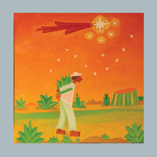 A farmer harvesting magueys