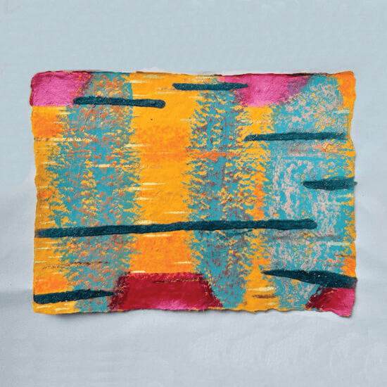 Acrylic, Iridescent Acrylic, Oil stick on handmade paper