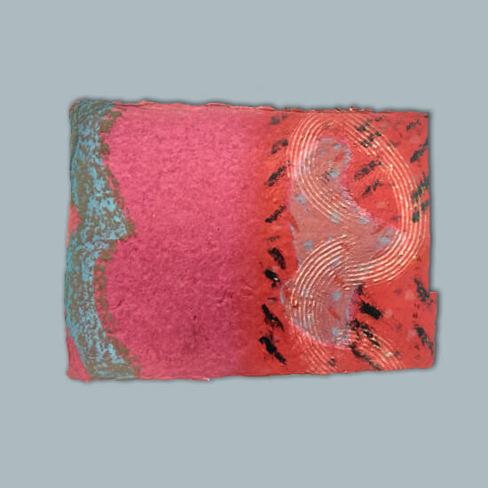 Acrylic textured pigment, oil stick on handmade paper