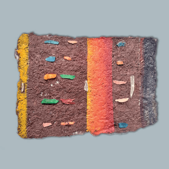 Kapiz shell and acrylic and oil stick on handmade gugo paper