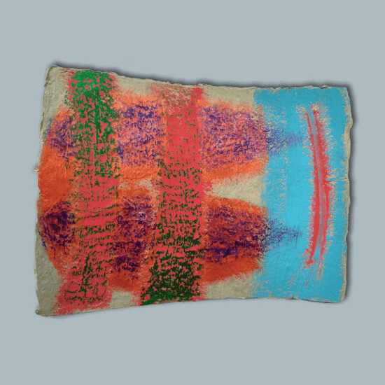 Acrylic, Iridescent Acrylic, Oil stick on handmade paper